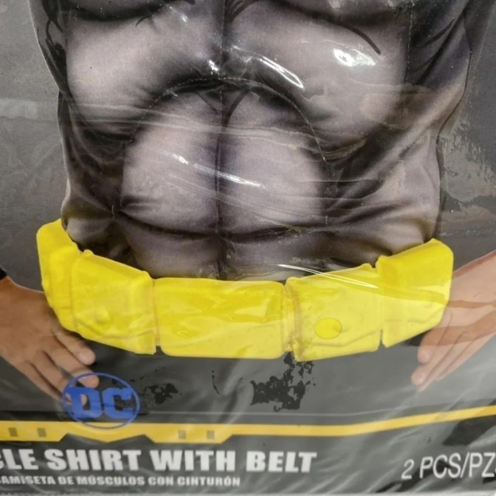 NWT Batman Muscle Shirt w/ Belt Halloween Costume Cosplay Child Standard Size